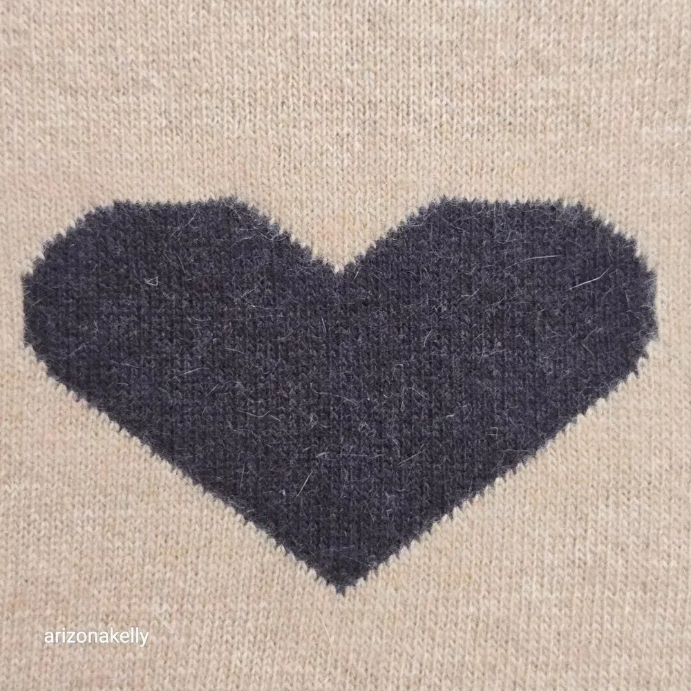 Portolano Color Block Scarf With Heart Lambswool/Angora